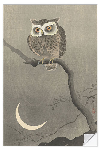 Sisustustarra Long-eared owl on a bare branch, ca. 1900