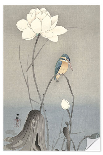 Wall sticker Kingfisher with lotus flower, ca. 1900