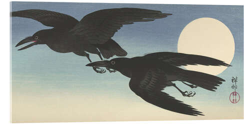 Acrylic print Crows under a full moon, ca. 1925