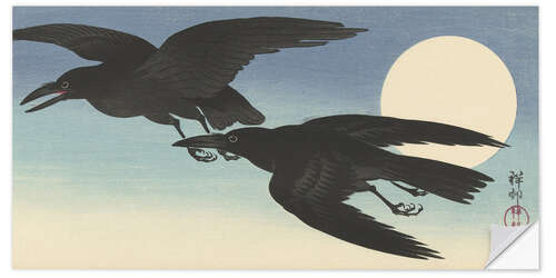 Wall sticker Crows under a full moon, ca. 1925