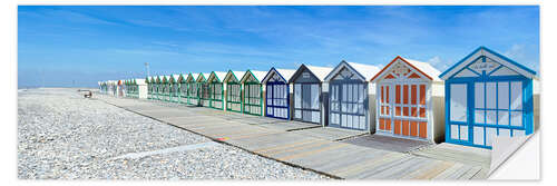 Selvklæbende plakat Beach huts on the beach, France