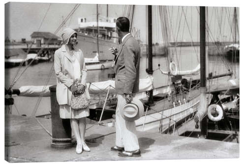 Canvas print Elegant couple in the marina of Deauville, France, 1920s