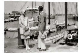 Stampa su PVC Elegant couple in the marina of Deauville, France, 1920s