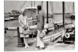 Galleritryck Elegant couple in the marina of Deauville, France, 1920s