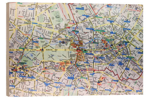 Cuadro de madera Mapa de la ciudad de Berlín, Alemania