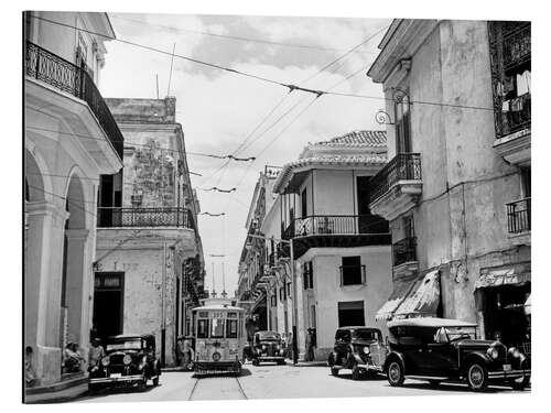 Aluminiumtavla Street scene in Havana, Cuba, 1930s