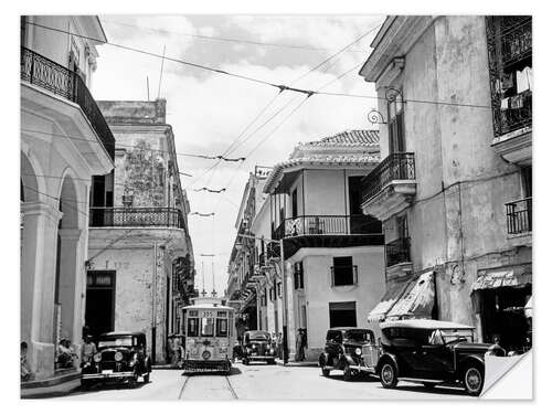 Selvklebende plakat Street scene in Havana, Cuba, 1930s