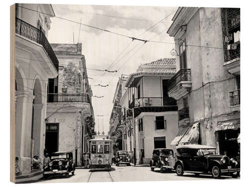 Hout print Street scene in Havana, Cuba, 1930s