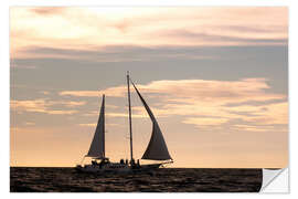 Selvklæbende plakat Boat in the Pacific Ocean