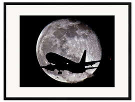 Innrammet kunsttrykk Jet silhouetted against the moon
