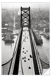 Självhäftande poster Benjamin Franklin Bridge, Delaware River, USA