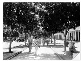 Wandsticker Fußgänger auf der Avenida Simon Bolivar in Havanna, Kuba, 1940er