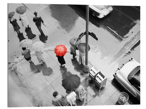 Galleriprint Street Scene with Red Umbrella, 1950s, New York City