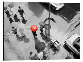 Magnettafel Straßenszene mit rotem Regenschirm, 1950er, New York City