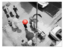 Wall sticker Street Scene with Red Umbrella, 1950s, New York City