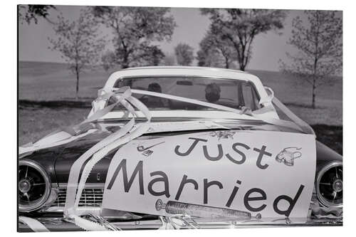 Print på aluminium "Just Married" classic car, 1960s