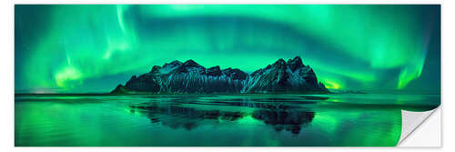 Vinilo para la pared Reflejo de la aurora verde en el mar, Islandia