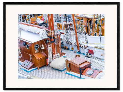 Ingelijste kunstdruk Tall ships in port, Brittany, France