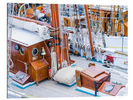 Tableau en plexi-alu Grands voiliers au port, Bretagne, France