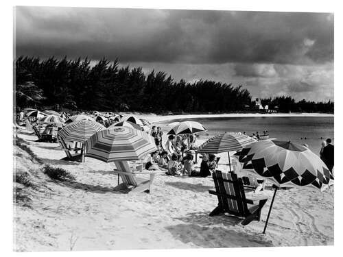 Acrylic print Beach with umbrellas, 1940s, Bahamas