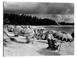 Cuadro de aluminio Beach with umbrellas, 1940s, Bahamas