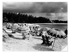 Selvklebende plakat Beach with umbrellas, 1940s, Bahamas