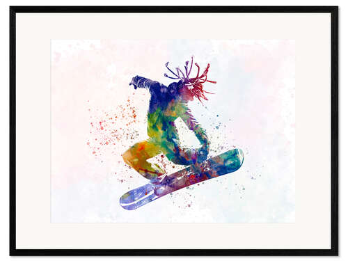 Gerahmter Kunstdruck Snowboardfahrer III