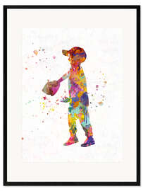 Ingelijste kunstdruk Young baseball player II