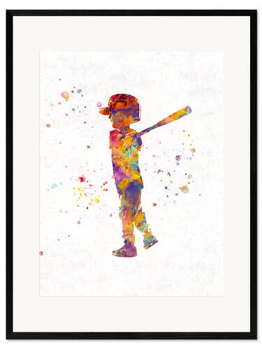 Impression artistique encadrée Young baseball player I