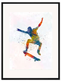 Gerahmter Kunstdruck Skateboardfahrer VIII