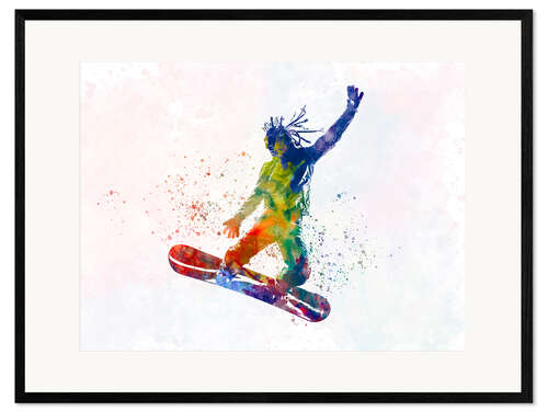 Gerahmter Kunstdruck Snowboardfahrer II