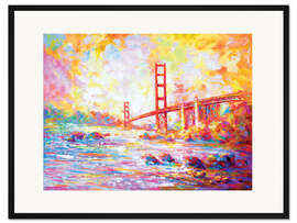 Gerahmter Kunstdruck Golden Gate Bridge Farbenfroh I