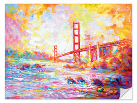 Selvklæbende plakat Golden Gate Bridge Colourful I