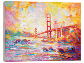 Hout print Golden Gate Bridge Colourful I