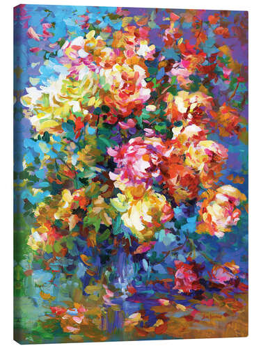 Stampa su tela Flowers in a Vase Colourful