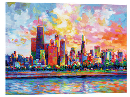 Tableau en verre acrylique Chicago Colourful Skyline