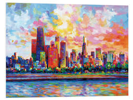 Foam board print Chicago Colourful Skyline