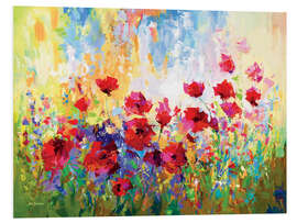 Foam board print Poppy Flower Field Colourful II