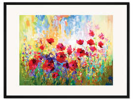 Gerahmter Kunstdruck Mohnblumenfeld Farbenfroh II
