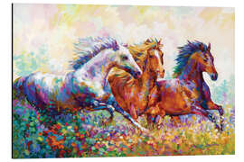 Aluminium print Horses on the Gallop Colourful