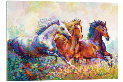 Tableau en plexi-alu Horses on the Gallop Colourful