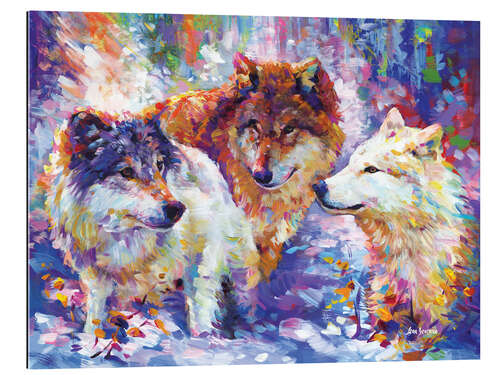 Quadro em plexi-alumínio Colourful Wolf Pack