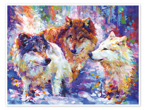 Poster Colourful Wolf Pack