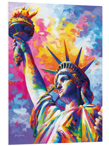 Print på skumplade Statue of Liberty Colourful