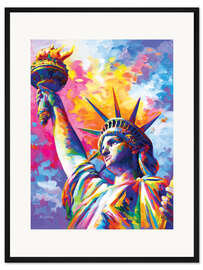 Gerahmter Kunstdruck Freiheitsstatue Farbenfroh