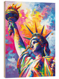 Cuadro de madera Statue of Liberty Colourful