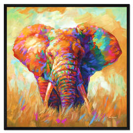 Gerahmter Kunstdruck Farbenfroher Elephant