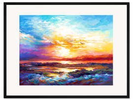 Gerahmter Kunstdruck Sonnenuntergang auf Korsika