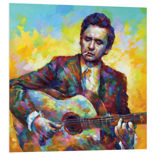 Foam board print Johnny Cash with the Guitar