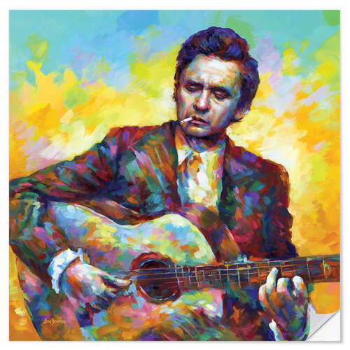 Autocolante decorativo Johnny Cash with the Guitar